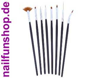 8-teiliges hochwertiges Profi Nailart- und Modellage Pinsel-Set (schwarz)