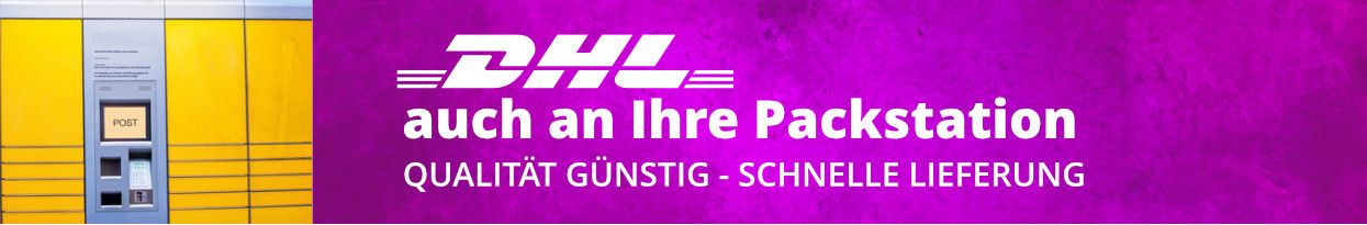 wir versenden ausschliesslich mit DHL Paket