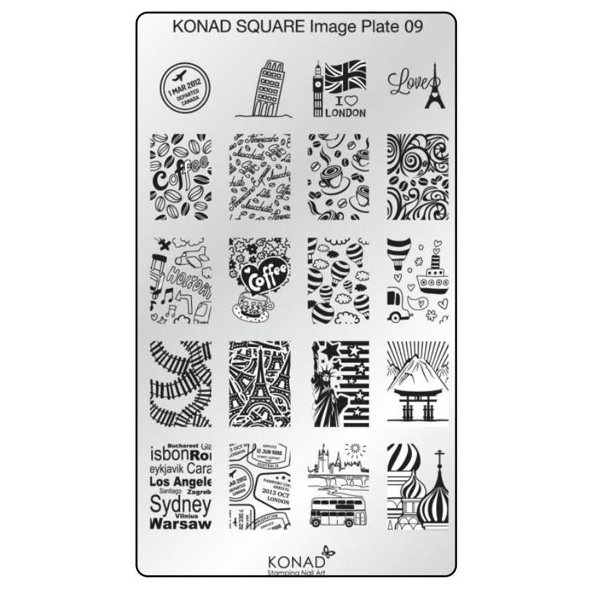 KONAD Square 9 Stamping Schablone - SQUARE No. 9