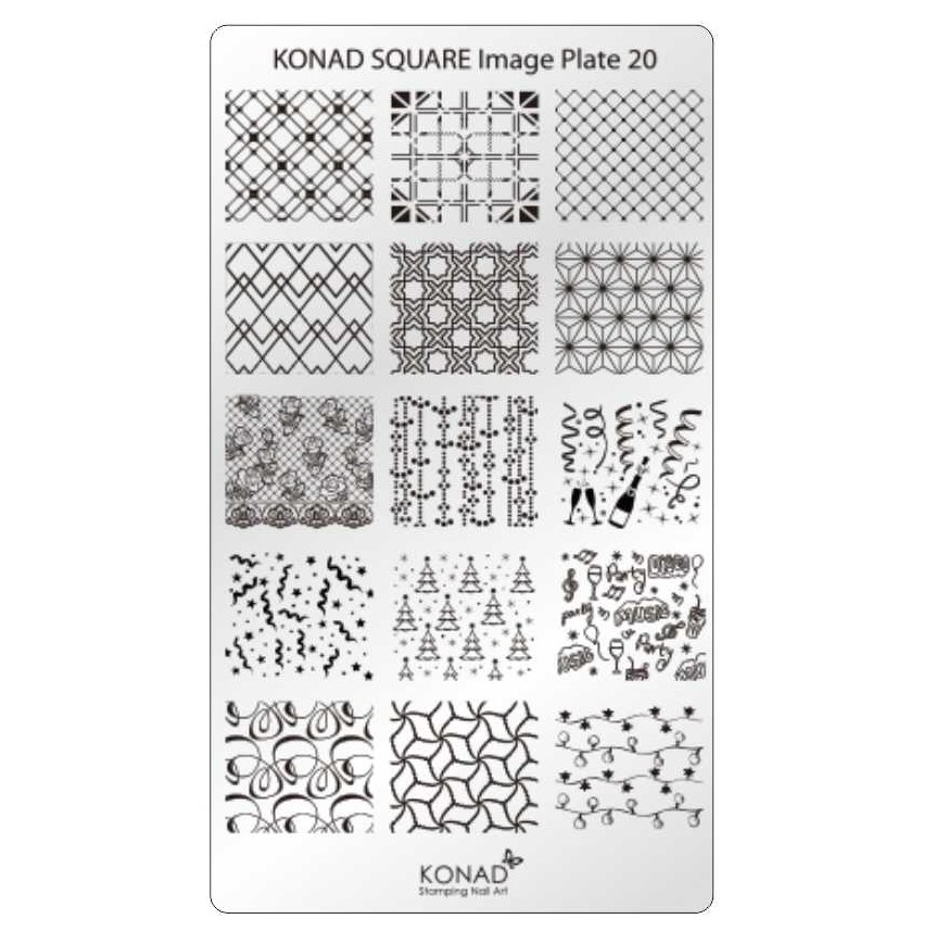KONAD Square 20 Stamping Schablone - SQUARE No. 20 Weihnachten Christmas