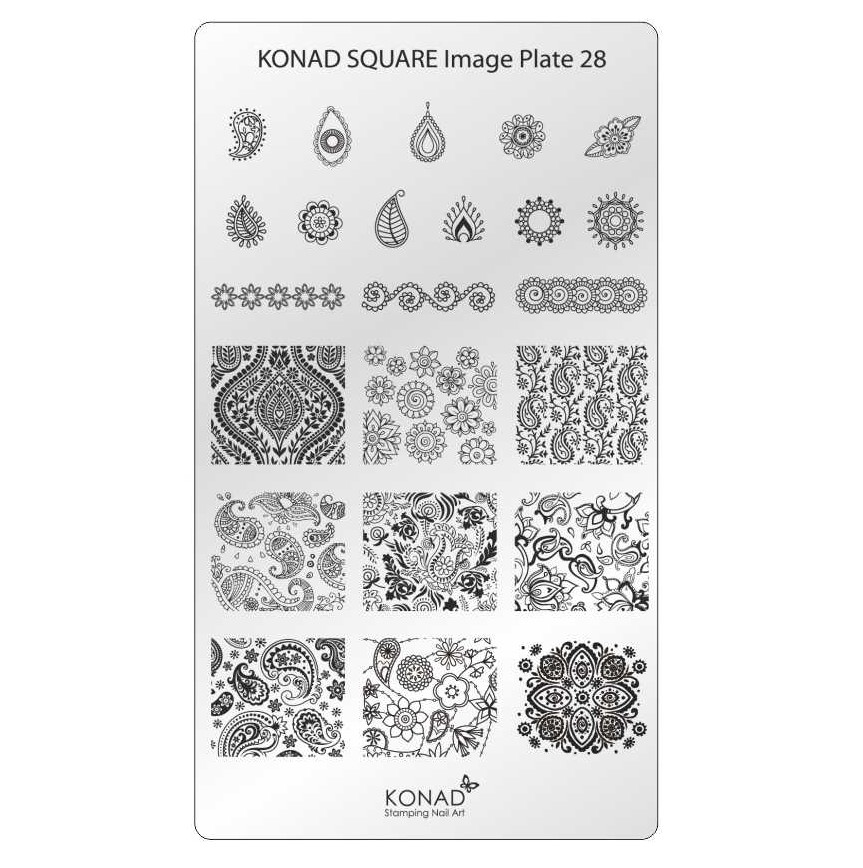 KONAD Square 28 Stamping Schablone - SQUARE No. 28
