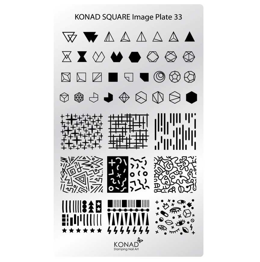 KONAD Square 33 Stamping Schablone - SQUARE No. 33