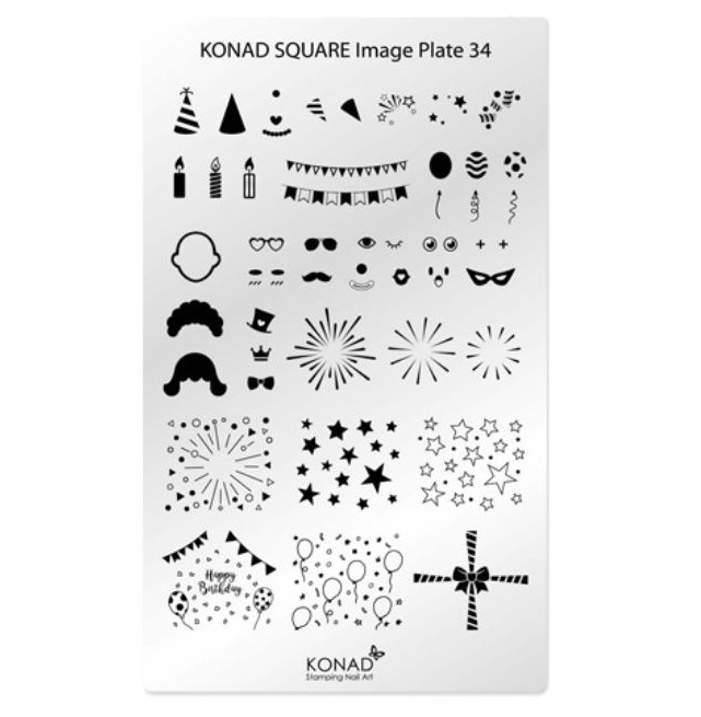 KONAD Square 34 Stamping Schablone - SQUARE No. 34